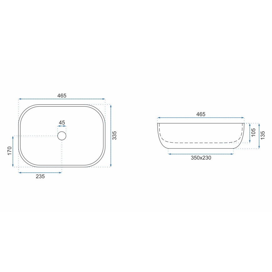 REA-U3800 - Vasque à poser LIVIA 33,5 x 46,5 cm céramique/gris/effet pierre