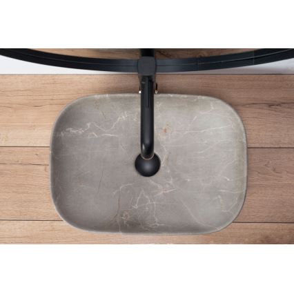 REA-U3802 - Lavabo à poser LIVIA 33,5 x 46,5 cm en céramique / gris / décor effet marbre