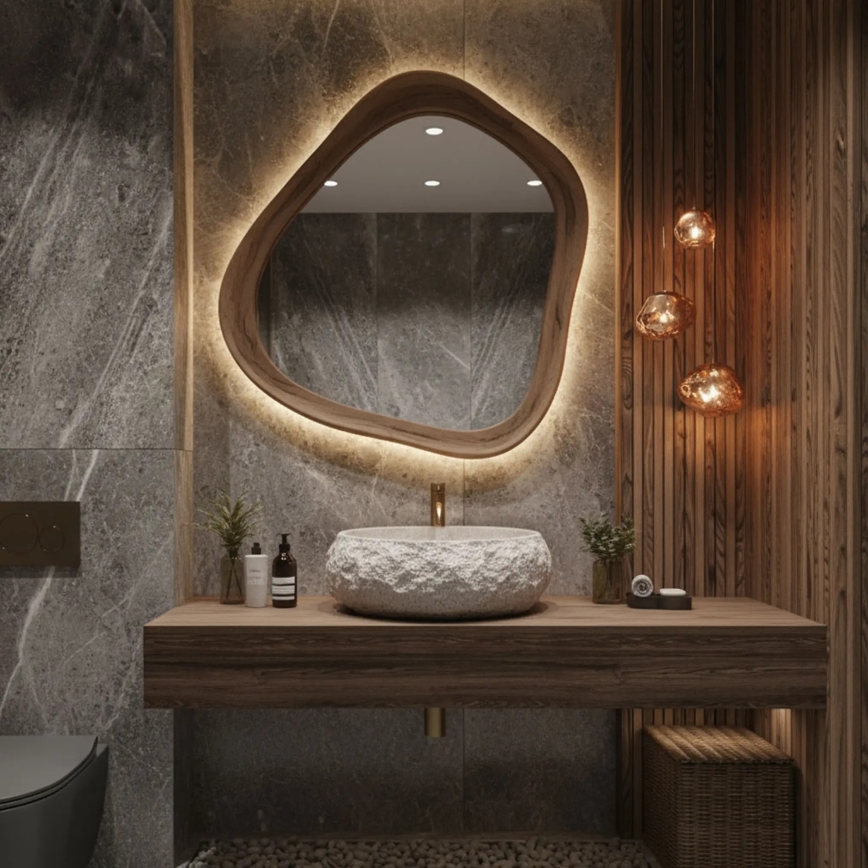 REA-U4332 - Vasque à poser MIKA 38x50 cm beige/gris/effet pierre