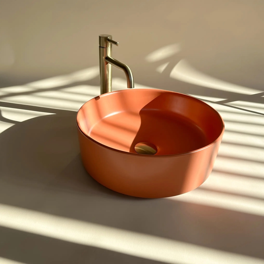 REA-U4566 - Opzetwastafel SAMI Ø 37 cm keramiek/mat oranje