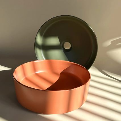 REA-U4566 - Opzetwastafel SAMI Ø 37 cm keramiek/mat oranje
