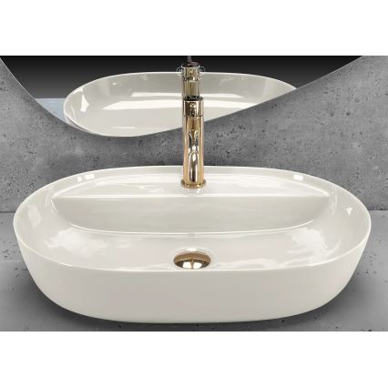 REA-U4589 - Opzetwastafel AURA 41x61 cm keramiek/glanzend crème