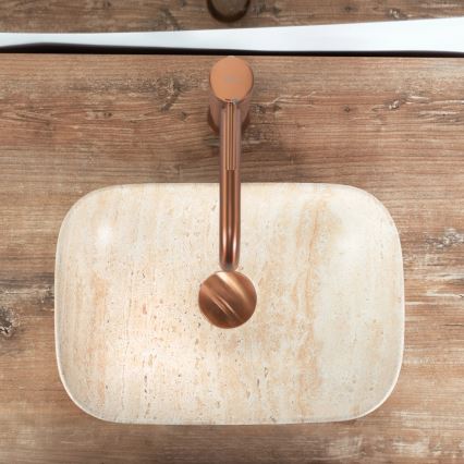 REA-U4700 - Vasque à poser BELINDA 25x36 cm céramique/beige/effet pierre