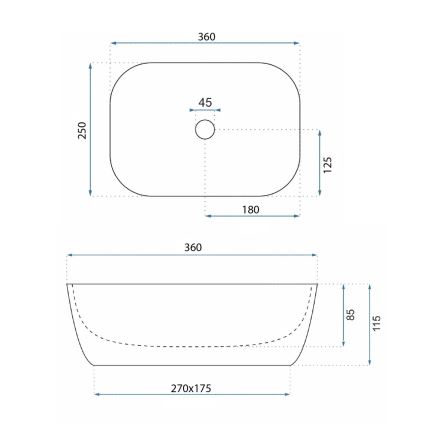REA-U4700 - Vasque à poser BELINDA 25x36 cm céramique/beige/effet pierre