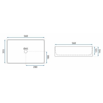 REA-U5055 - Opbouwwastafel BERTA 35,5x56 cm keramiek/glanzend wit