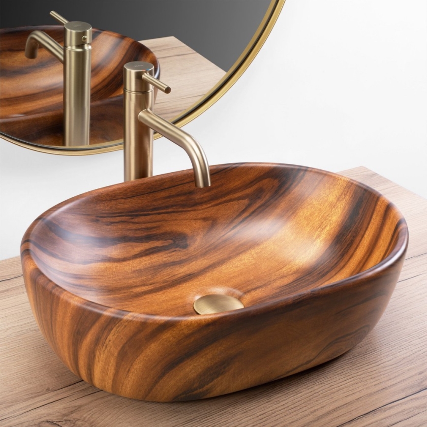 REA-U5060 - Vasque à poser AMELIA 34,5 x 48 cm céramique/décor bois