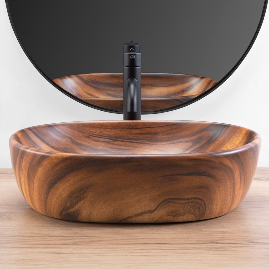 REA-U5060 - Vasque à poser AMELIA 34,5 x 48 cm céramique/décor bois
