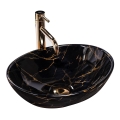 REA-U5611 - Vasque à poser SOFIA 34,5x41 cm céramique/noir/effet marbre