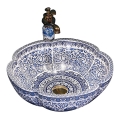 REA-U5666 - Vasque à poser VIVIEN Ø 42,5 cm en céramique, motif ornemental