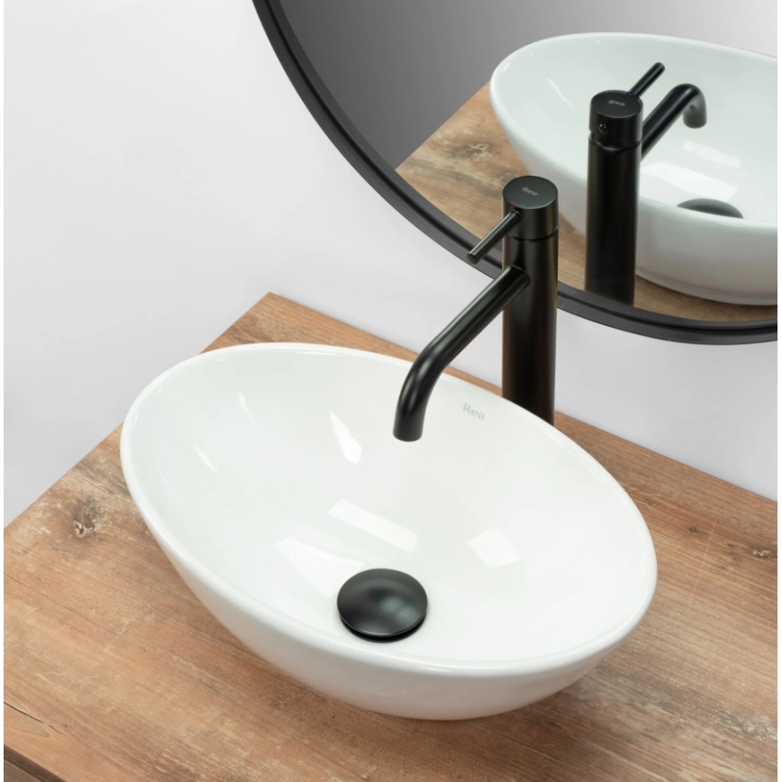 REA-U5804 - Lavabo à poser PAMELA MINI 26,5 x 40 cm céramique/blanc brillant