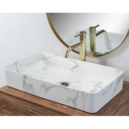 REA-U5896 - Lavabo à poser DENIS 35x61,5 cm céramique/décor marbre