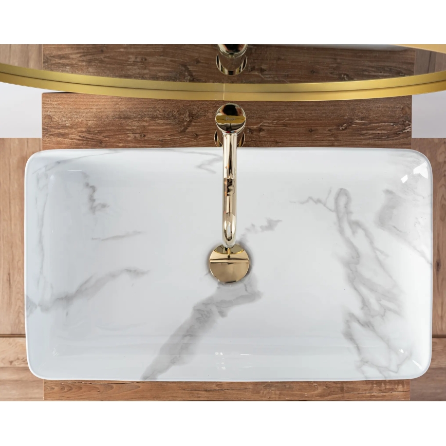 REA-U5896 - Lavabo à poser DENIS 35x61,5 cm céramique/décor marbre