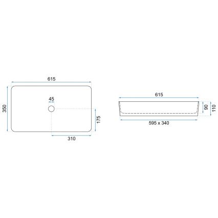 REA-U5896 - Lavabo à poser DENIS 35x61,5 cm céramique/décor marbre