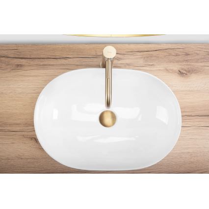 REA-U6022 - Wastafel voor op het werkblad LISA 35 x 49 cm keramiek/glanzend wit