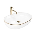 REA-U6211 - Vasque à poser CLEO 41x60,5 cm céramique/blanc/doré