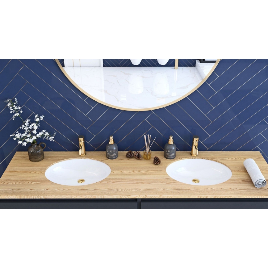 REA-U6330 - Lavabo encastré NEL 39 x 47,5 cm céramique/blanc brillant