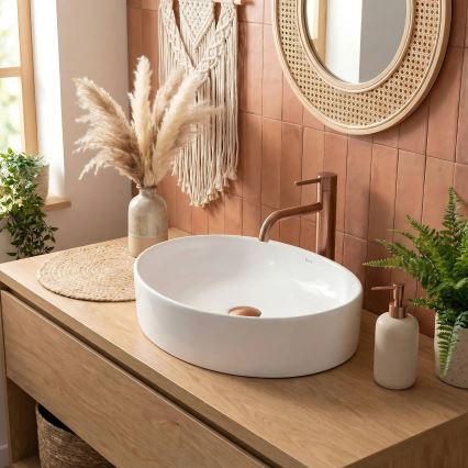 REA-U6370 - Opzetwastafel JOANA 38,5x50,5 cm keramiek/hoogglans wit