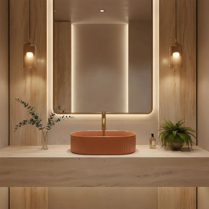 REA-U6377 - Lavabo à poser VANDA 31x49 cm céramique/orange