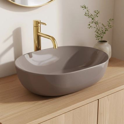 REA-U6380 - Opzetwastafel LISA 35x49 cm keramiek/glanzend bruin
