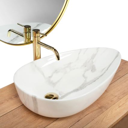 REA-U6501 - GRETA opzetwastafel 40x65,5 cm keramiek/steenlook