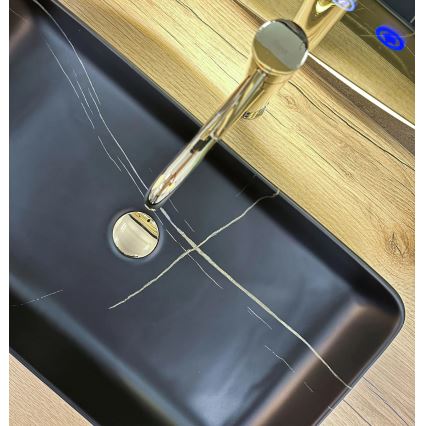 REA-U6510 - Opzetwastafel DENIS 35x61,5 cm keramiek/mat zwart