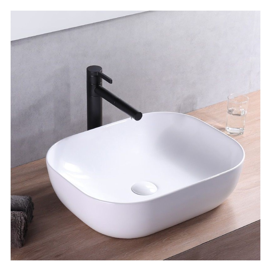 REA-U6521 - Lavabo à poser BELINDA SLIM 33 x 46,5 cm céramique / blanc brillant
