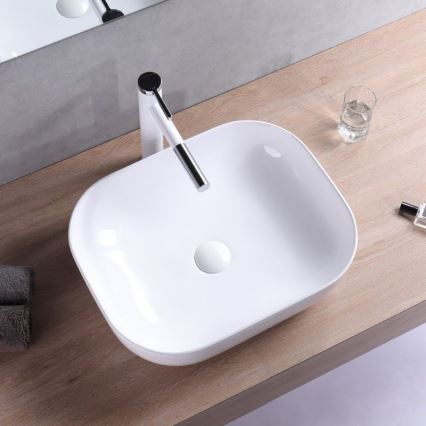 REA-U6521 - Lavabo à poser BELINDA SLIM 33 x 46,5 cm céramique / blanc brillant