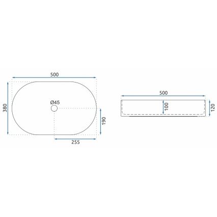 REA-U6563 - Opbouwwastafel NADIA 38x50 cm keramiek/glanzend wit