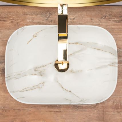 REA-U6596 - Opzetwastafel BELINDA 33,5x46,5 cm keramiek/marmerdecor