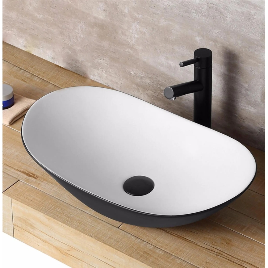 REA-U6600 - Opzetwastafel ROYAL 36x62,5 cm keramiek/wit/zwart