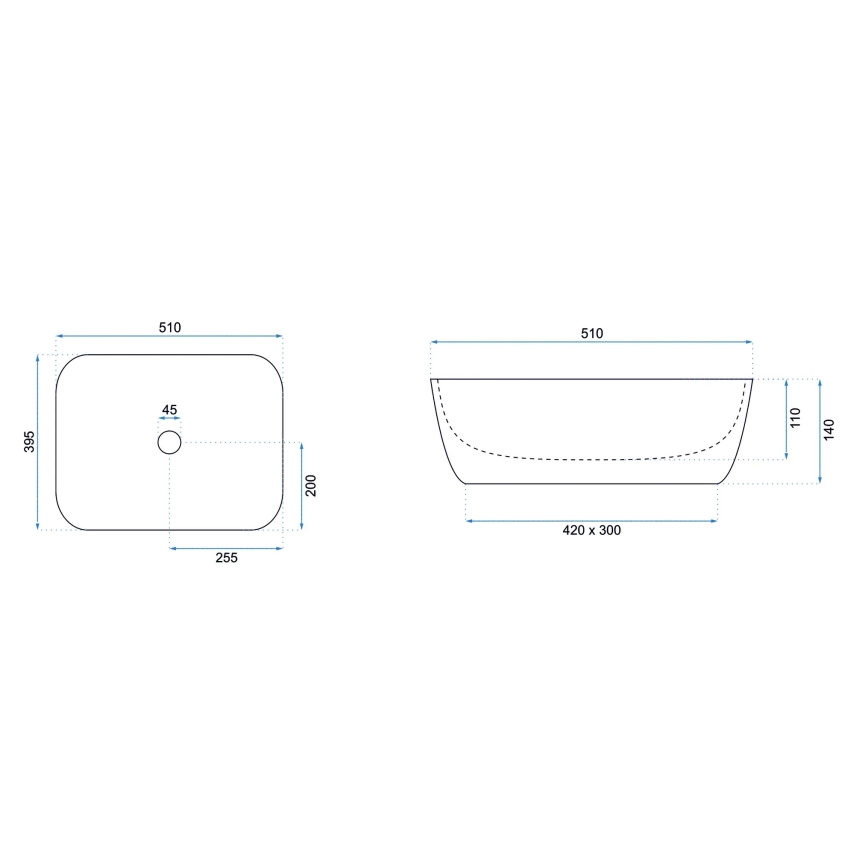 REA-U6616 - Vasque à poser FREJA 39,5 x 51 cm céramique/blanc