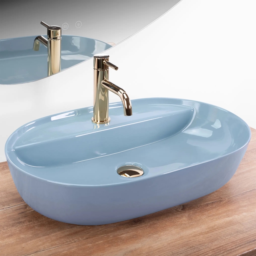 REA-U6618 - Vasque à poser AURA 41x61 cm céramique/bleu brillant