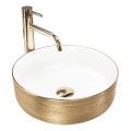 REA-U6630 - Opzetwastafel SAMI Ø 36 cm keramiek/wit/geborsteld goud
