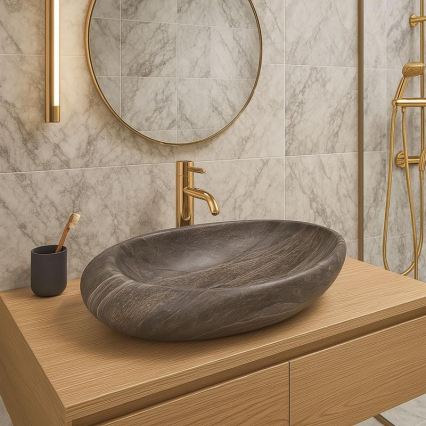 REA-U6649 - Lavabo à poser ROXY 31x49 cm céramique/aspect pierre