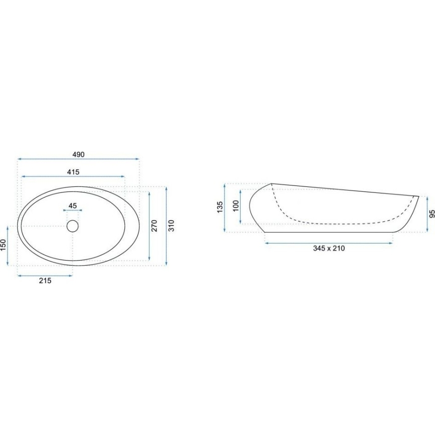 REA-U6649 - Opbouwwaskom ROXY 31x49 cm keramiek/steenlook