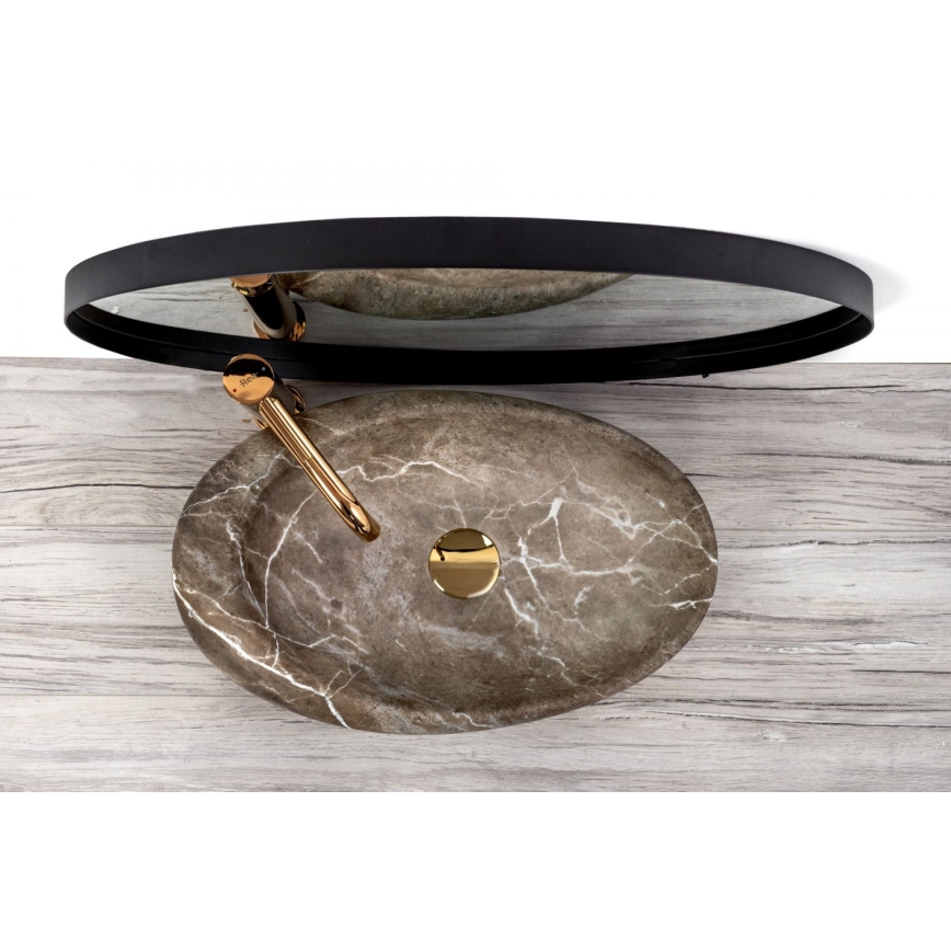 REA-U6650 - Opzetwastafel ROXY 31x49 cm keramiek/grijs/marmerdecor