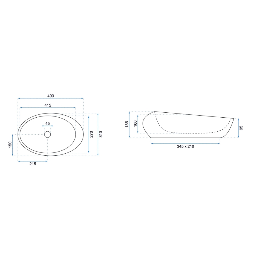 REA-U6651 - Vasque à poser ROXY 31x49 cm céramique/gris/effet pierre