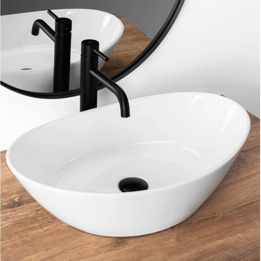 REA-U6801 - Opzetwastafel KATE 33,5x55,5 cm keramiek/glanzend wit