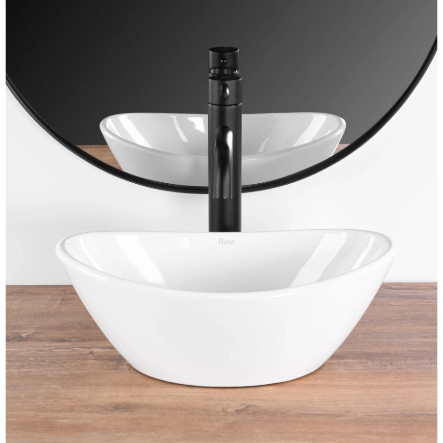 REA-U6803 - Lavabo à poser sur plan KATE 24,5x36,5 cm céramique/blanc brillant