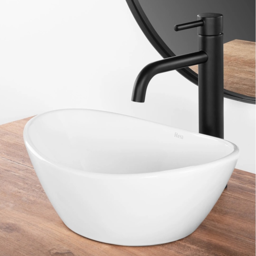REA-U6803 - Lavabo à poser sur plan KATE 24,5x36,5 cm céramique/blanc brillant