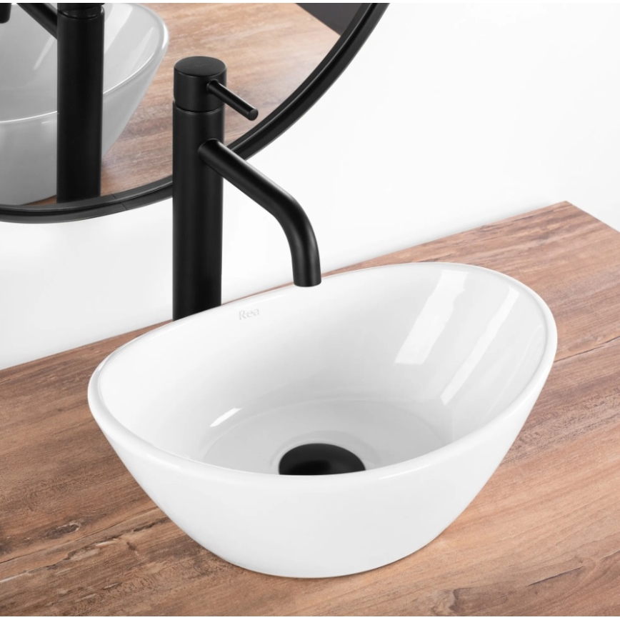 REA-U6803 - Opbouwwastafel KATE 24,5x36,5 cm keramiek/glanzend wit