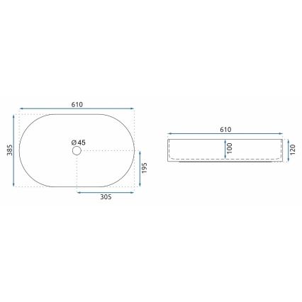 REA-U7341 - Opzetwastafel NADIA 38,5 x 61 cm keramiek/crème