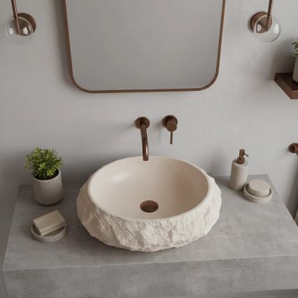 REA-U7347 - Vasque à poser MIKA 38x50 cm beige/effet pierre