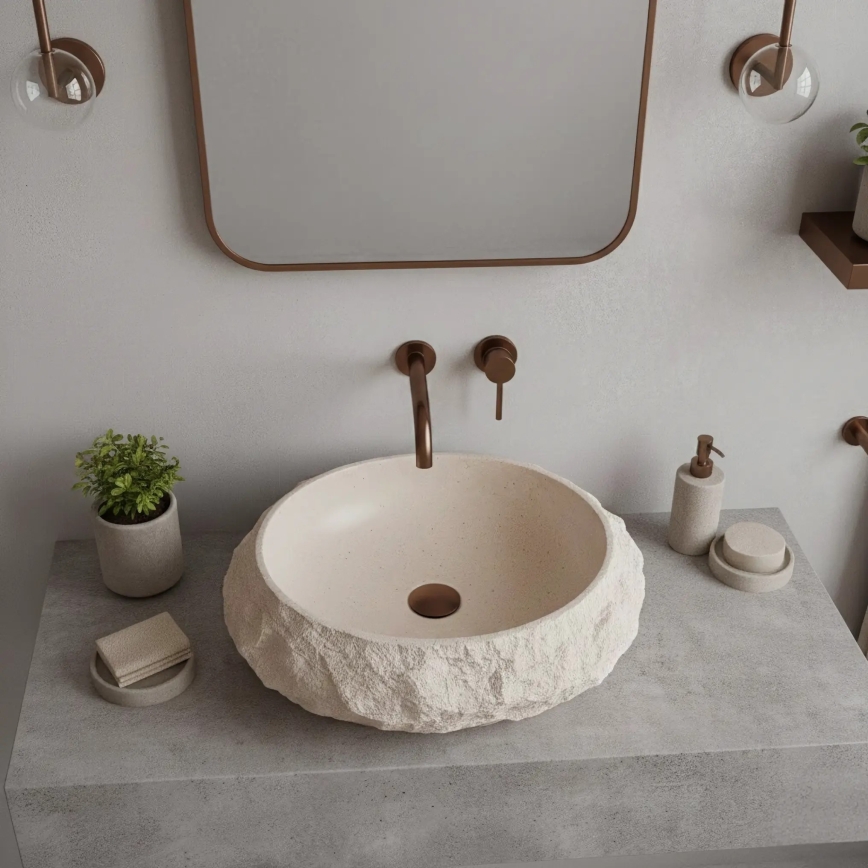 REA-U7347 - Vasque à poser MIKA 38x50 cm beige/effet pierre