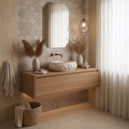 REA-U7347 - Vasque à poser MIKA 38x50 cm beige/effet pierre