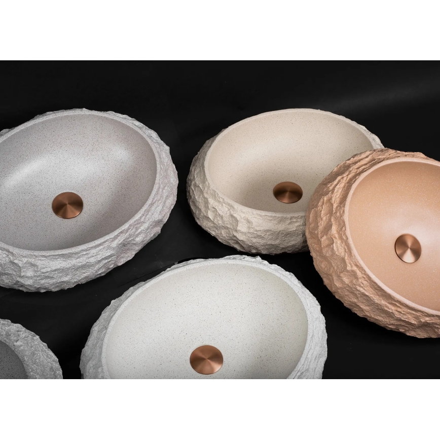 REA-U7347 - Vasque à poser MIKA 38x50 cm beige/effet pierre