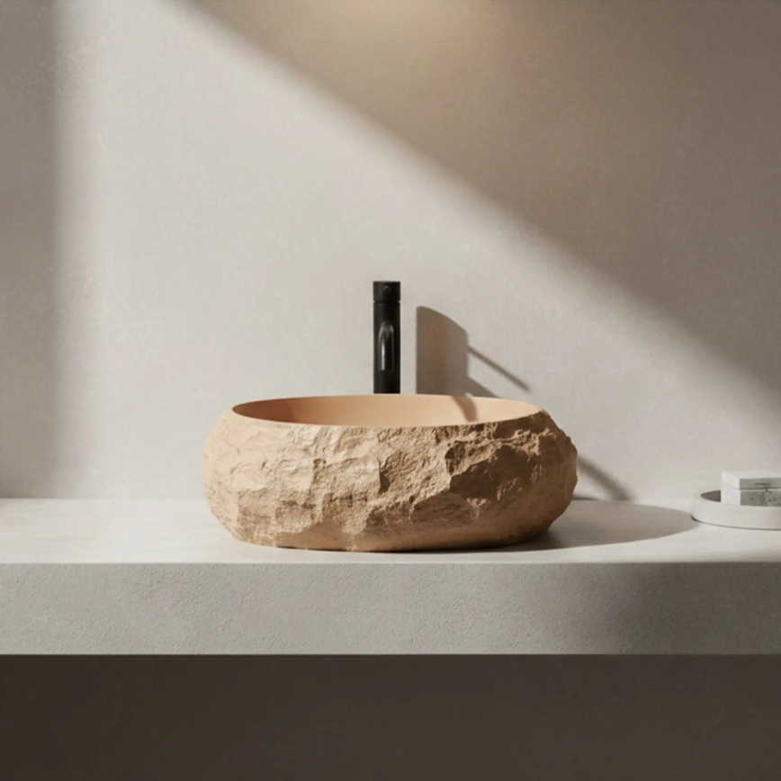 REA-U7348 - Vasque à poser MIKA 38x50 cm orange/beige/effet pierre