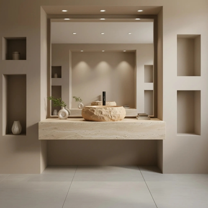 REA-U7348 - Vasque à poser MIKA 38x50 cm orange/beige/effet pierre