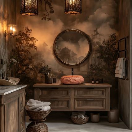 REA-U7349 - Lavabo à poser MIKA 38x50 cm orange/effet pierre