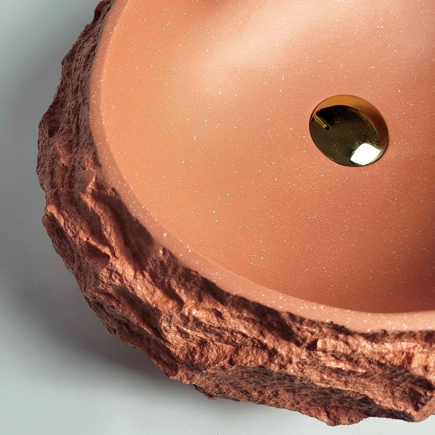 REA-U7349 - Lavabo à poser MIKA 38x50 cm orange/effet pierre